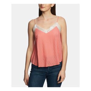 1. STATE Womens Coral Lace Spaghetti Strap V Neck Tank Top Size: XL